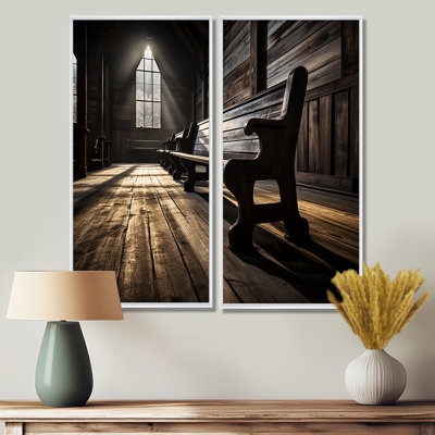 «Church Church Bench Contemplation - Large Church», ensemble d'art mural