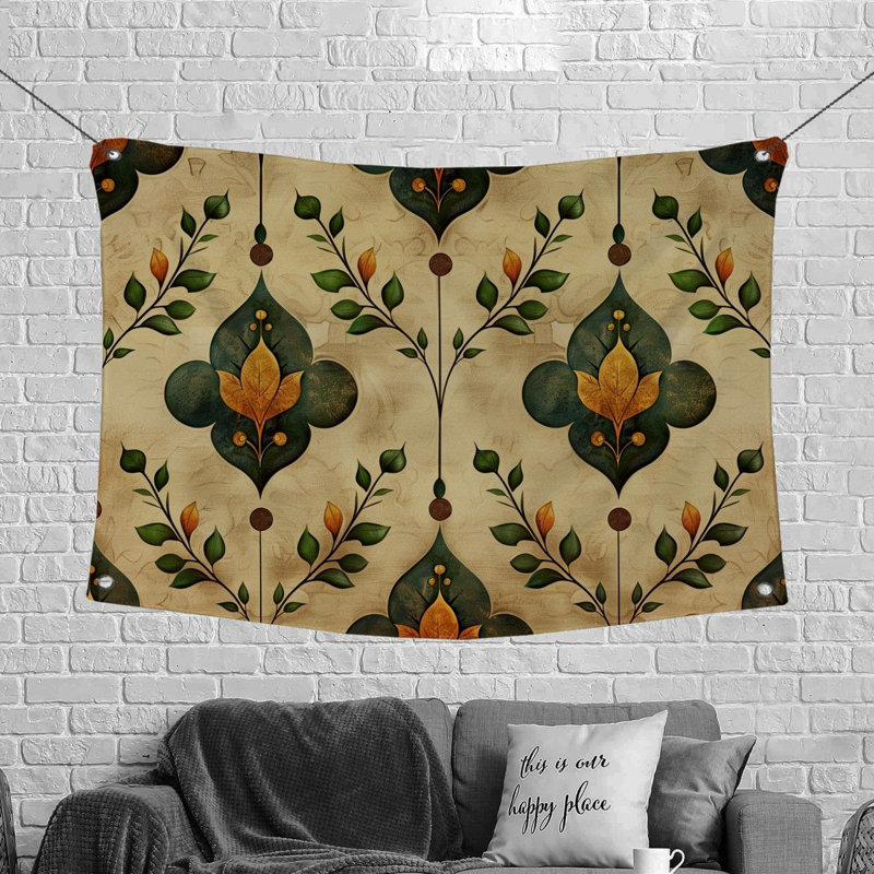 Botanical Illustration Art Microfiber Fabric Tapestry, 50" H x 60" W