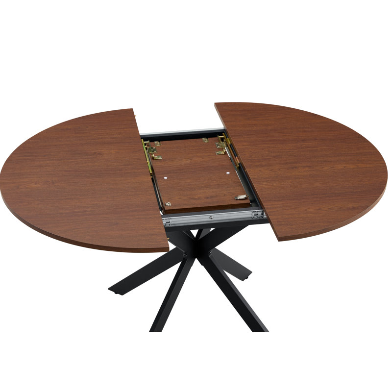 Table de salle à manger extensible ronde (43 po à 54 po) - Table de salle à manger compacte avec pieds en métal robustes, pour petit appartement / salon, table de salle à manger multifonctionnelle de 4 à 6 places
