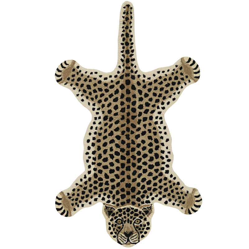 Harjo Cheetah Shaped Gold And Black Accent Rug, Novelty 3' x 5'