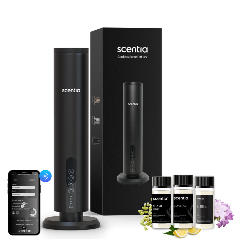 Diffuseur Scentia Max Diffuseur de luxe avec trousse de découverte d'huile 20 ml x 3, Noir