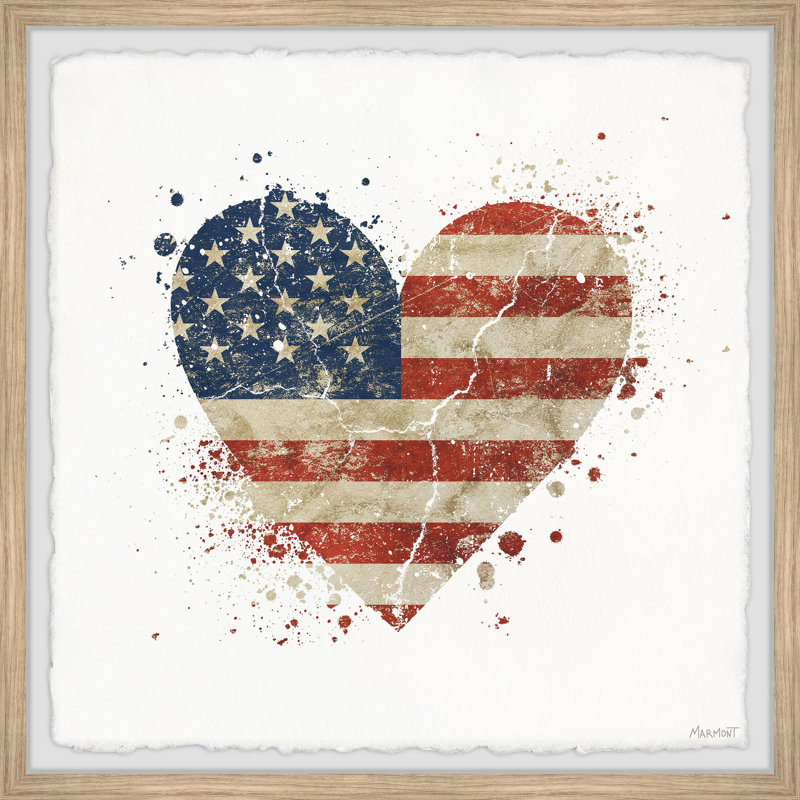 Impression encadrée « USA Heart flag », H 32 po x l 32 po x P 1,5 po