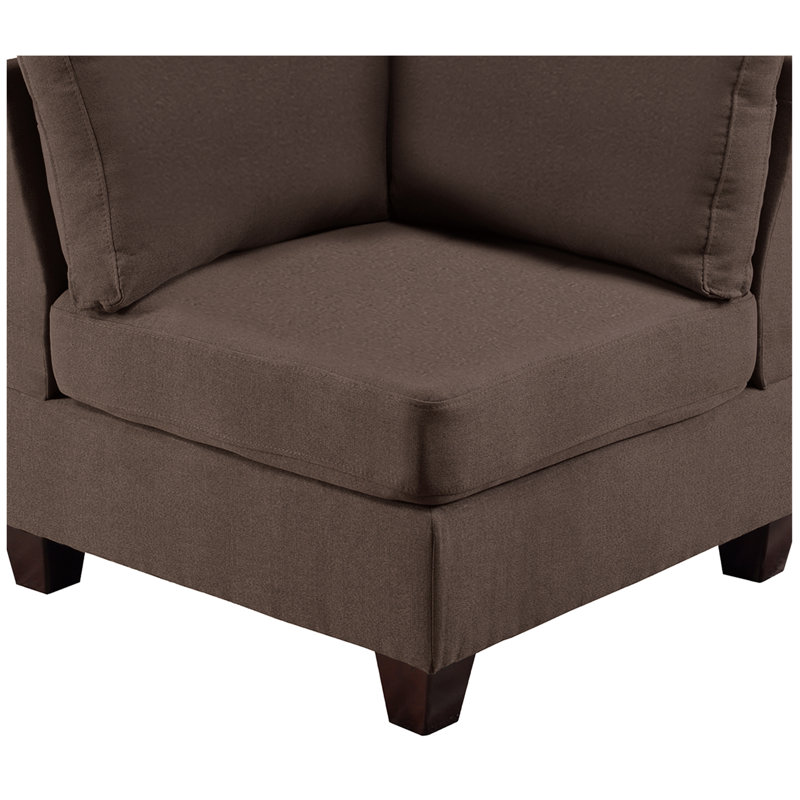 Black Coffee Modular - 3Pc, Linen-Like Fabric Chair Fame, Wood Frame Style,, 30.35" H x 30.5" W x 29.96" D