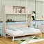 Lit escamotable double en bois avec tablettes et lattes