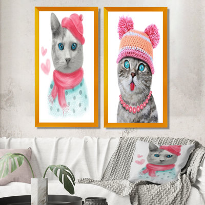 «Hipster Adorable Cat Print II», ensemble de 2 photographies sur toile