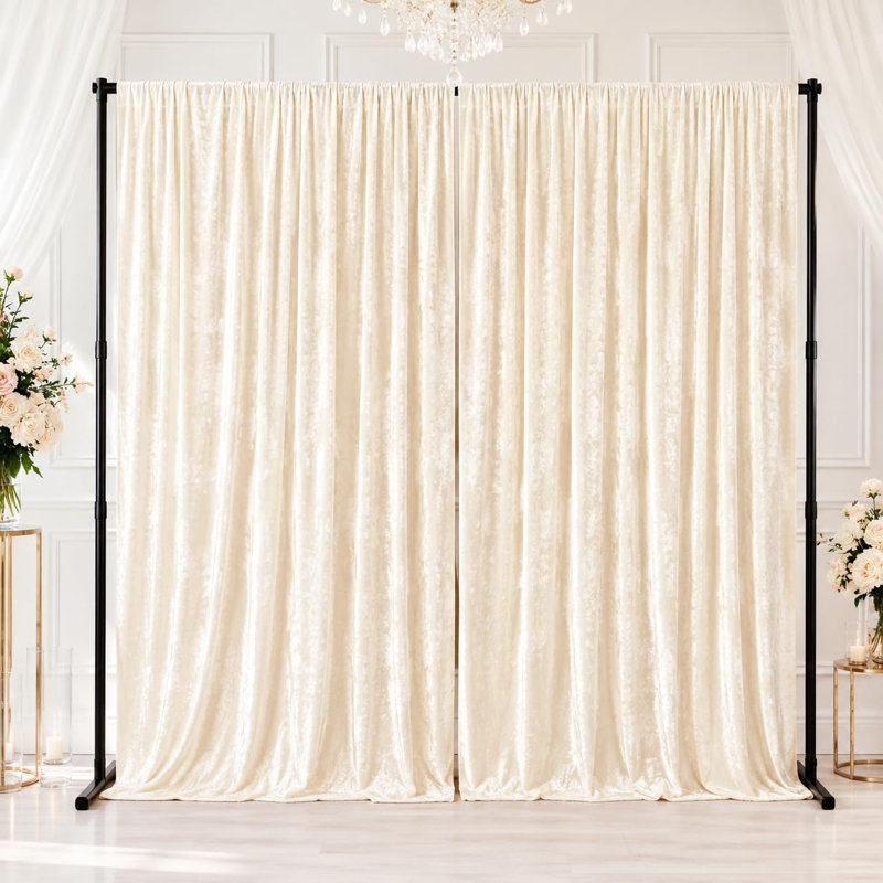 Velvet Curtain Panel Pair, Ivoire ivoire