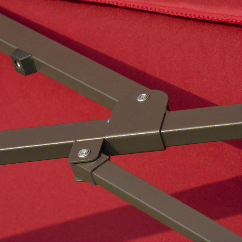 Parasol de patio rectangulaire en acier pour l'extérieur double face avec base, protection solaire et manivelle pour terrasse de piscine