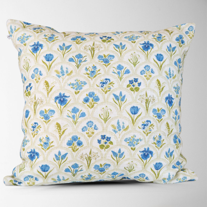 Cotton Pillow Cover, Blue Floral