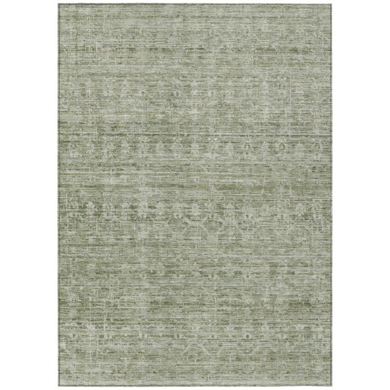 Tapis intérieur/extérieur lavable à rayures sauge et beige 90 x 150 cm