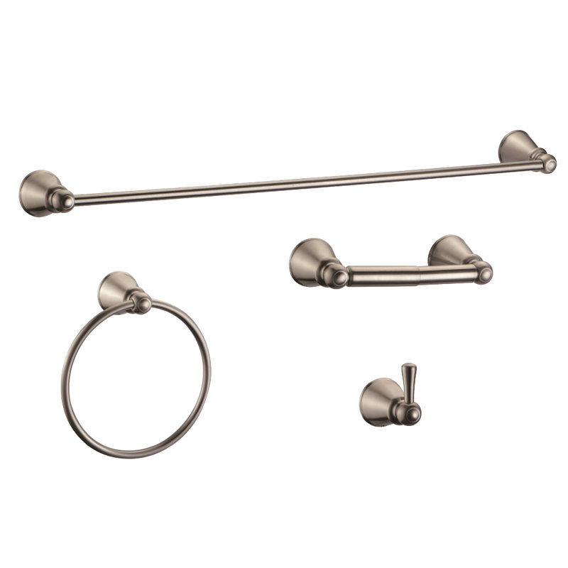 Ensemble d'accessoires de salle de bain 4 pièces Kassel en nickel satiné, Nickel satiné