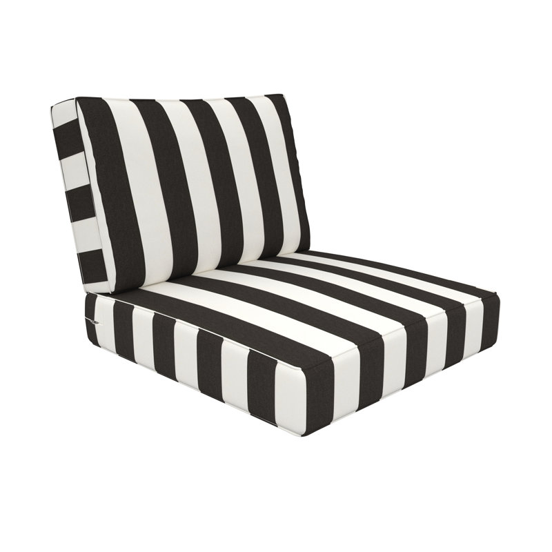 Coussin de chaise Sunge, 25 po x 26 po, Cabana classique à rayures noires Sunbrella®