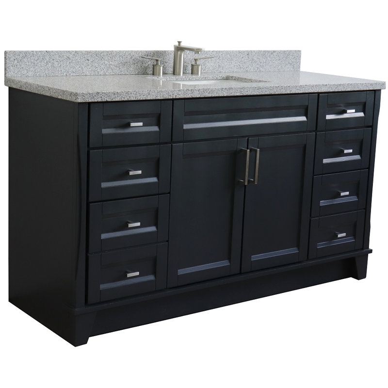 Dagh 61'' Single Bathroom Vanity with Top, Gray Granite