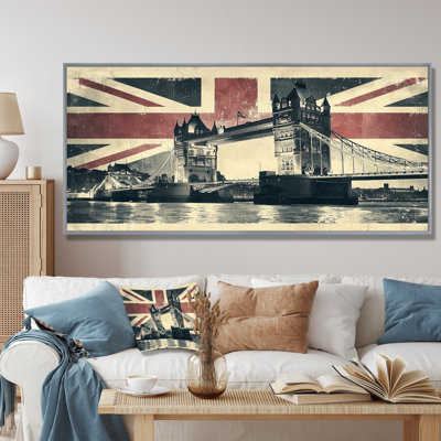 Décoration murale rétro, lumières de pont sur le drapeau du Royaume-Uni, Angleterre