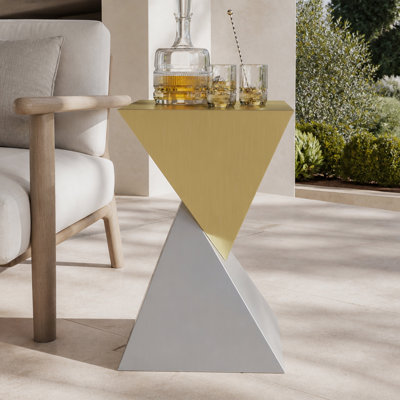 Table de bout moderne en acier inoxydable avec finition brossée pour la mode