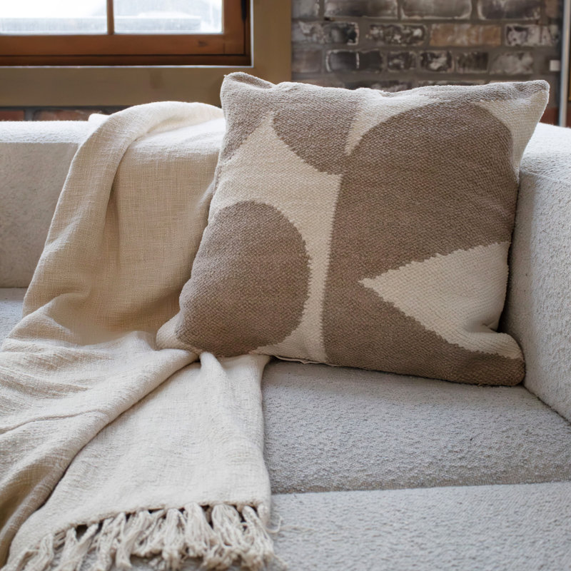 Merano Indoor Pillow, Beige/White Geometric