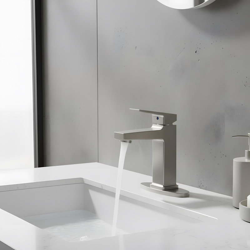 Modern Minimalist Single-Hole Bathroom Sink Faucet, Brushed Nickel