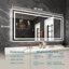 Miroir mural de salle de bain Dokes sans cadre à éclairage DEL, certifié ETL, rétroéclairé, 3 températures de couleur, intensité variable, antibuée, en verre trempé-1101585129