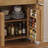 71-Inch Brown Arched Recessed Storage Cabinet With Glass Doors, Hidden Drawers, And Adjustable Shelves Suitable For Various Scenarios.-466938698