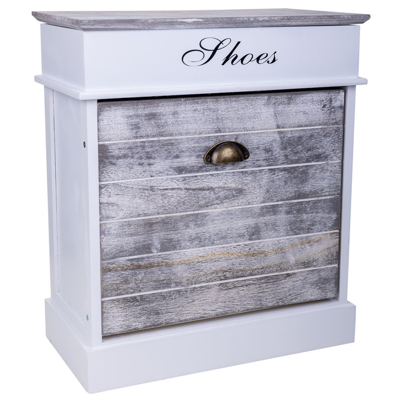 4 Pair Shoe Rack, Grey/White