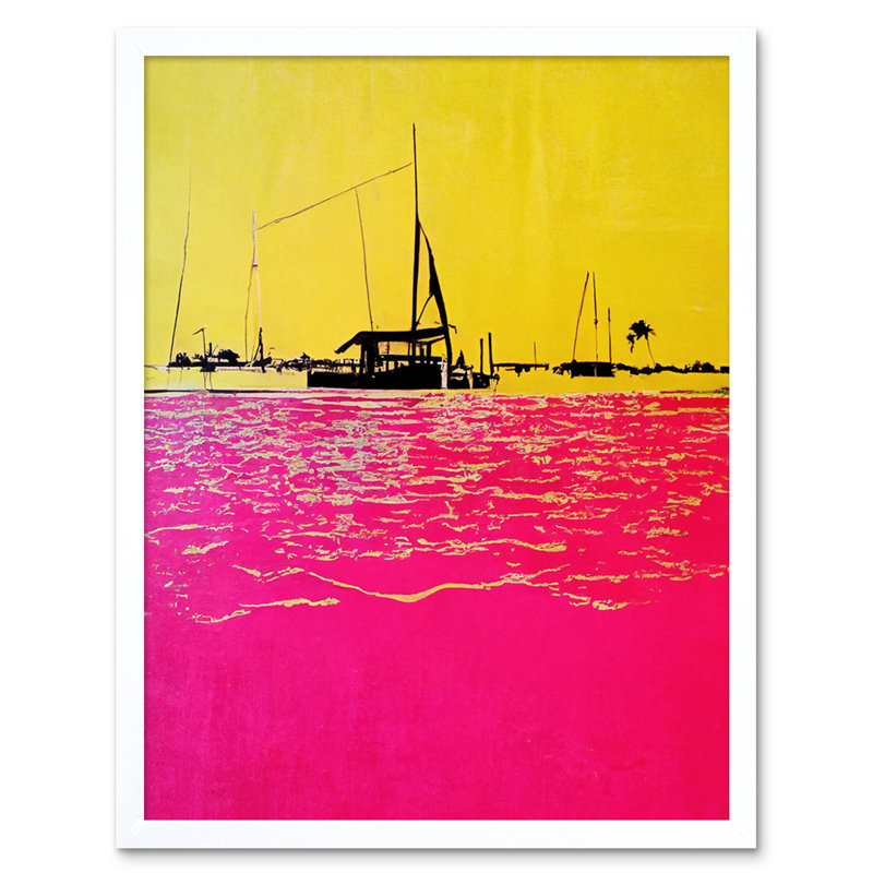 Modern Abstract Seaside Port Colour Blocking 1 Piece Wall Art, 40.5cm H x 30.5cm W x 0.2cm D, Unframed