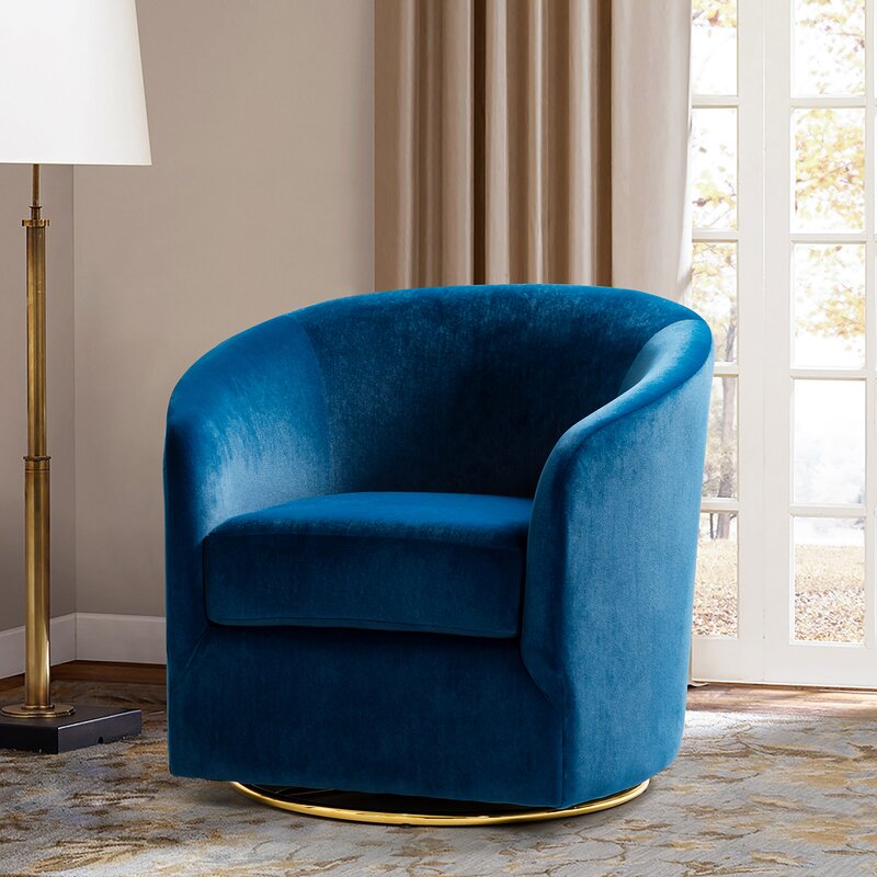 Etta Avenue™ Holden Upholstered Swivel Barrel Chair & Reviews | Wayfair