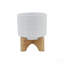 5" CHEVRON PLANTER W/ STAND, WHITE
