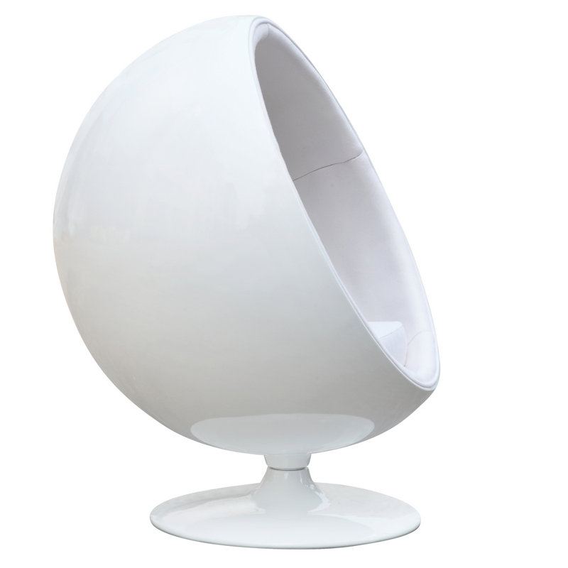 Fauteuil demi-tonneau pivotant rembourré Schneider, 100 % coton blanc