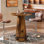 Table de bar ronde 39,4 ", table bistro en bois avec piédestal massif