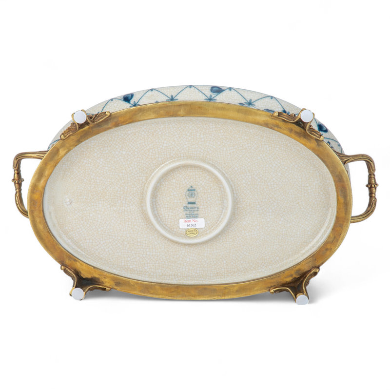 Blue White Oval Basin with Ormolu