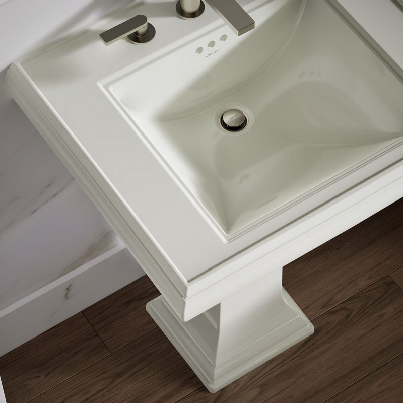 Memoirs Rectangular Pedestal Bathroom Sink with Overflow, Sandbar, 8'' Centers