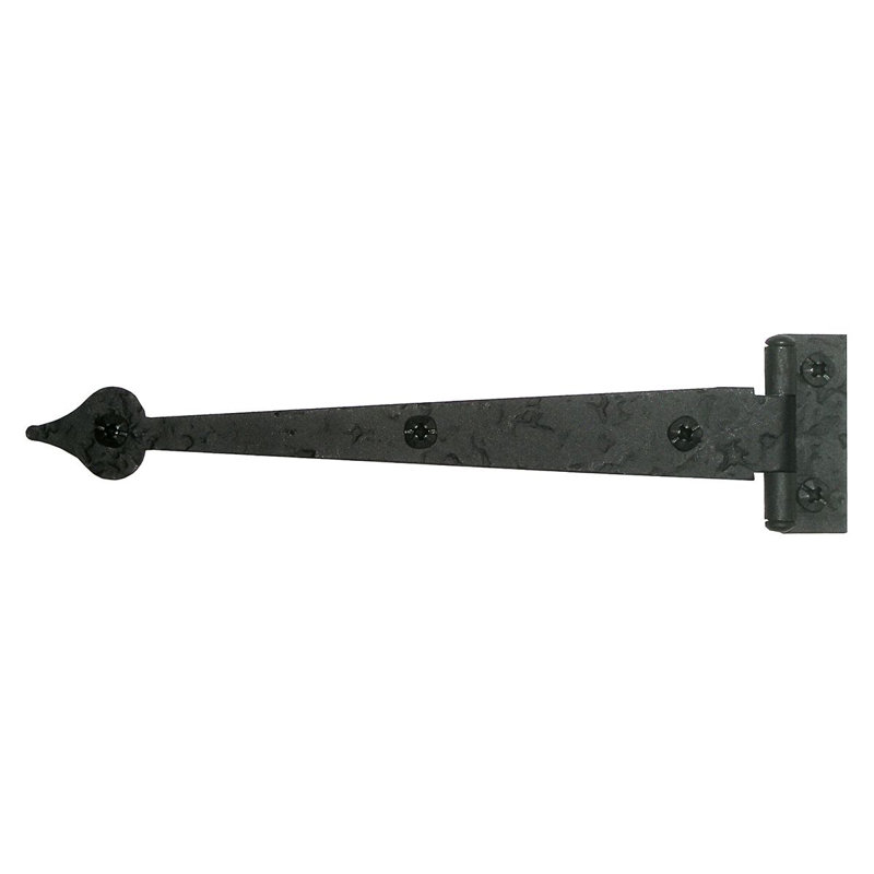 6.5" Black Iron Heart Strap Cabinet Hinges, Pair