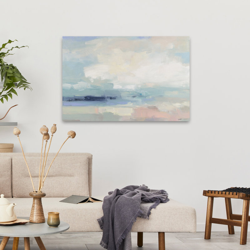 Ciel côtier et plage avec eau, H 36 po x l 24 po