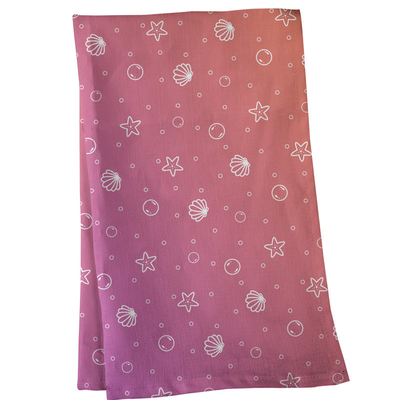 Serviette à thé à motif coquillage, Sergé de coton, Rose