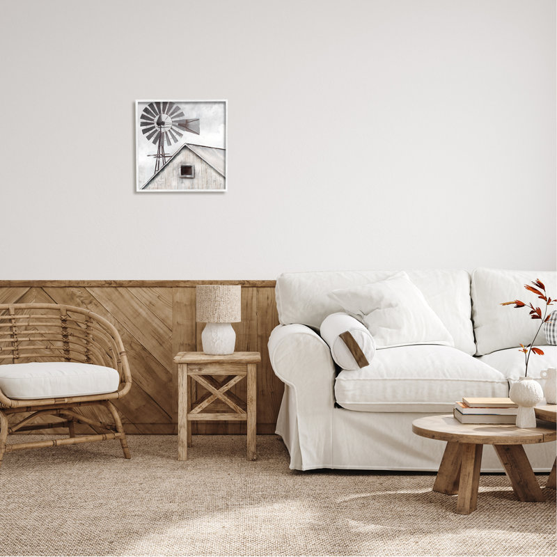 Peinture sur toile cadre campagne flottant campagne, H 17 po x l 17 po x P 1,5 po, Giclée encadrée blanc bord de mer