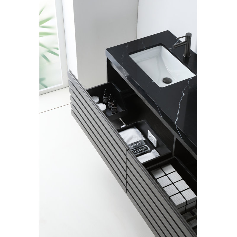 Matera 72" W Double Vanity, Black, Charcoal