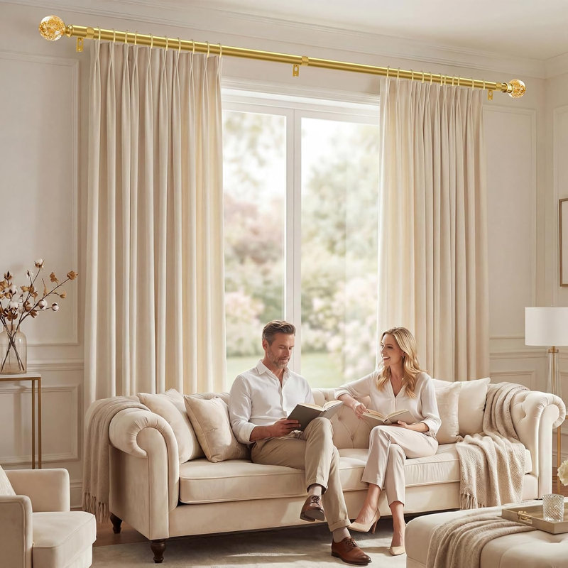 Tringles à rideaux décoratives en cristal doré