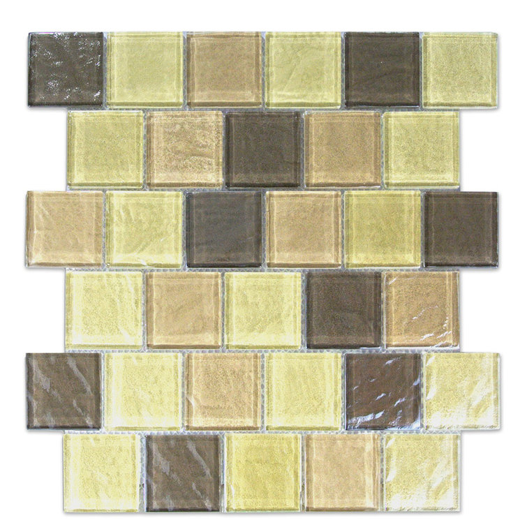 Geo 2 in. x 2 in. Textured Glass Straight Edge Brick Mosaic Wall & Pool Tile
