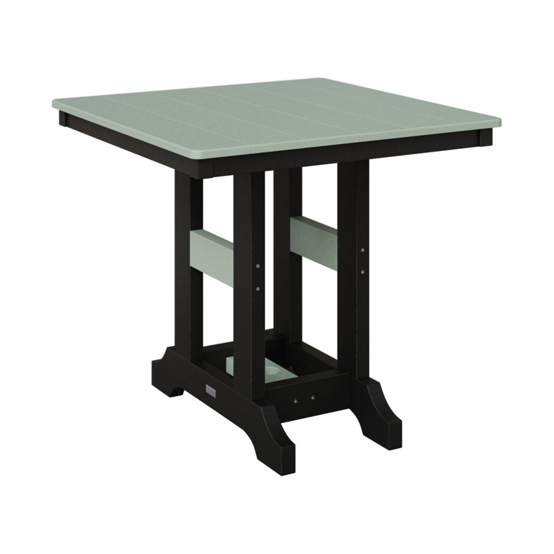 Table de bar carrée 33 po Berlin Gardens Garden Classic, Noir, H 39,5 po x l 33 po x P 33 po, Écume de mer, écume de mer