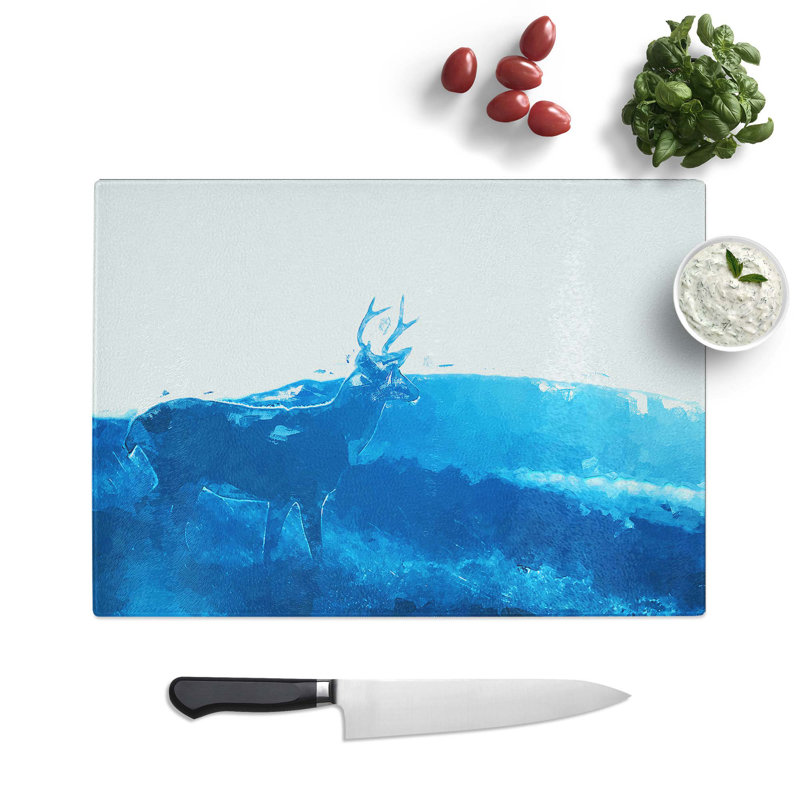 Tempered Glass Deer upon the Hill Chopping Board, 39 cm W x 28.5 cm L