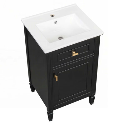 Meuble-lavabo de rangement avec lavabo en céramique