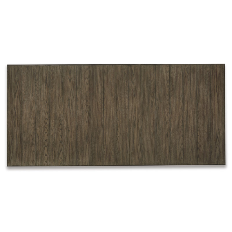 Weathered Gray and Antiqued White Extendable Wood Dining Table