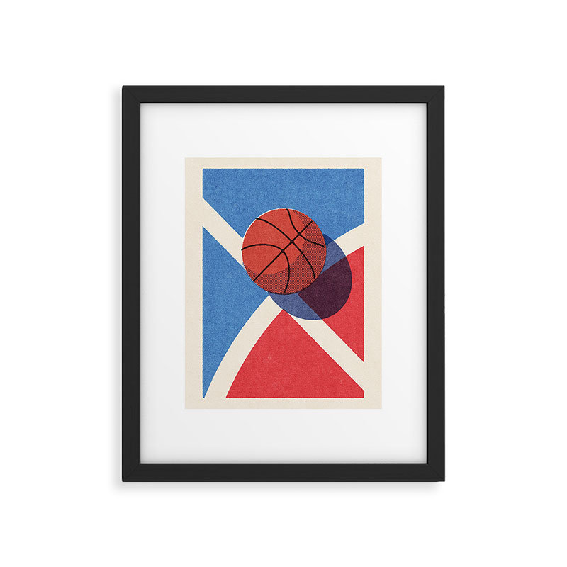 «Basketball Outdoor II», impression encadrée sur papier par Daniel Coulmann, Cadre noir, H 14 po x l 11 po
