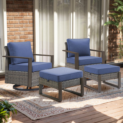 Ensemble de fauteuil oscillant pivotant avec repose-pieds Drazen - Confort à 360 °, résistant aux intempéries