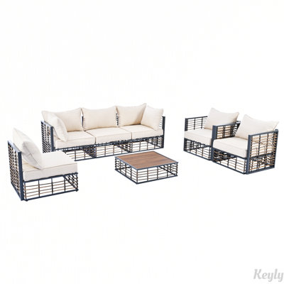 Ensemble de canapé modulaire de patio en métal 7 pièces Modern Minimalist
