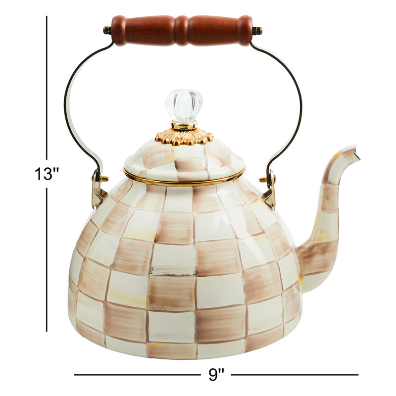 Mocha Check 3 Quart Tea Kettle
