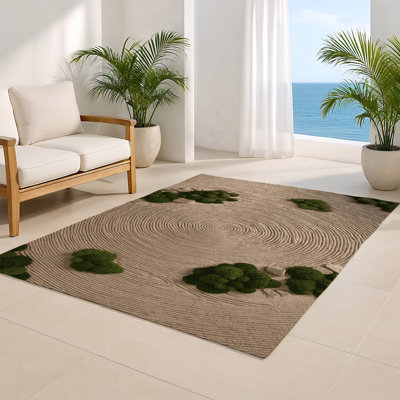 Tapis d'intérieur et d'extérieur brun Botanical