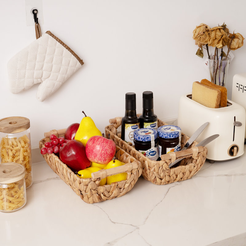 Ensemble de paniers en osier tissé à la main, H 4,7 po x l 12 po x P 7,2 po, Naturel