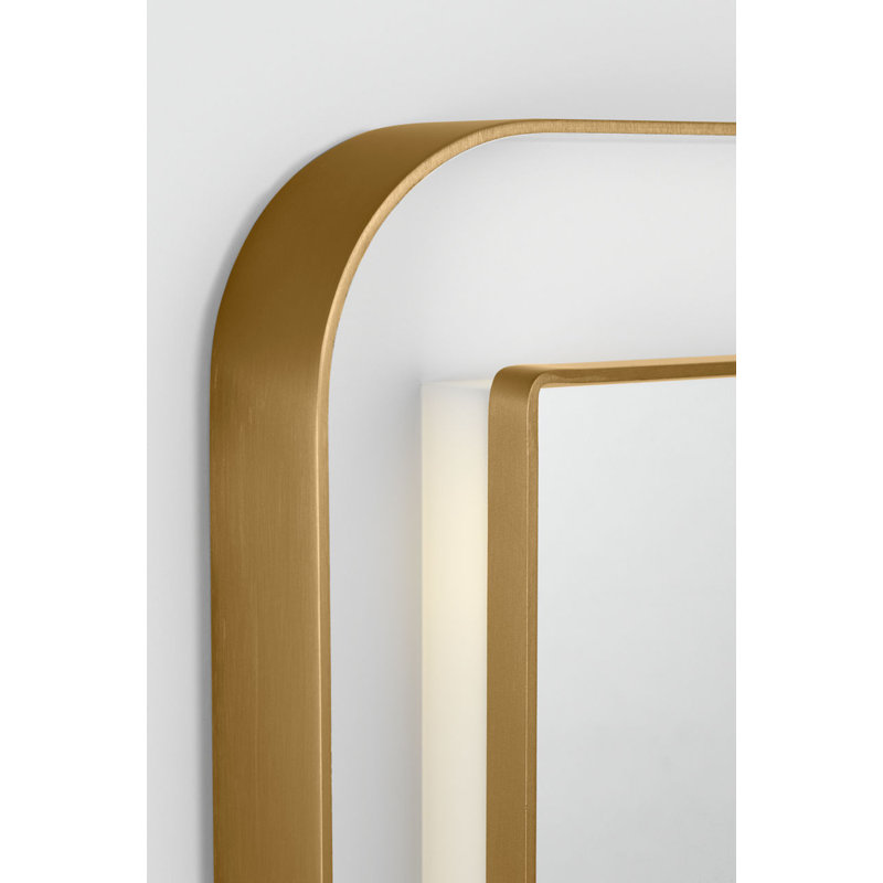 Chopin Rectangular Illuminated Mirror, 27" H x 18" W x 1.5" D, Burnished Brass
