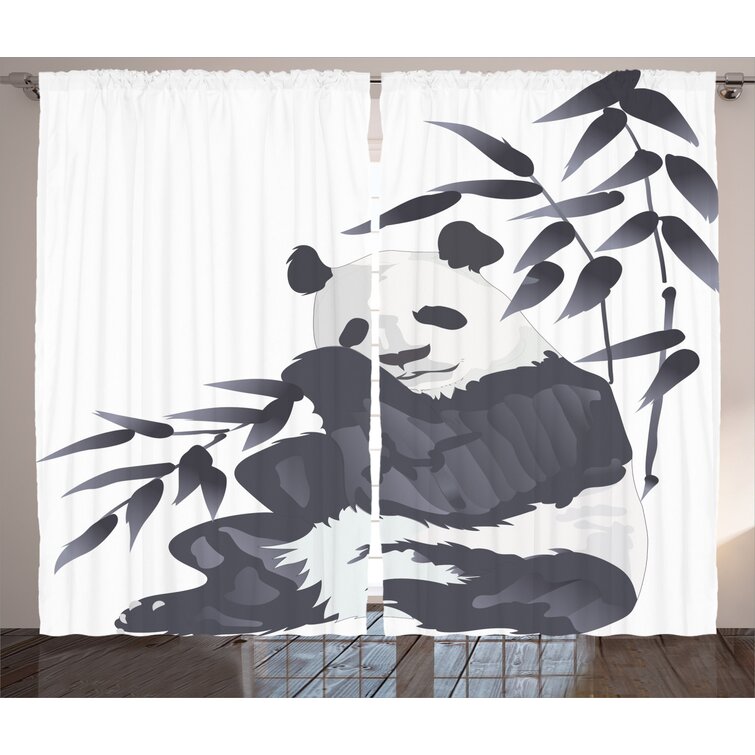 East Urban Home Panda Semi-Sheer Rod Pocket Curtain Panels | Wayfair