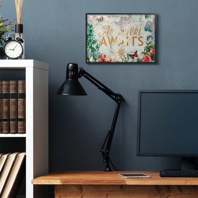 « adventure await await map word design » par ophelia et société-impression, H 16 po x l 20 po x P 1,5 po